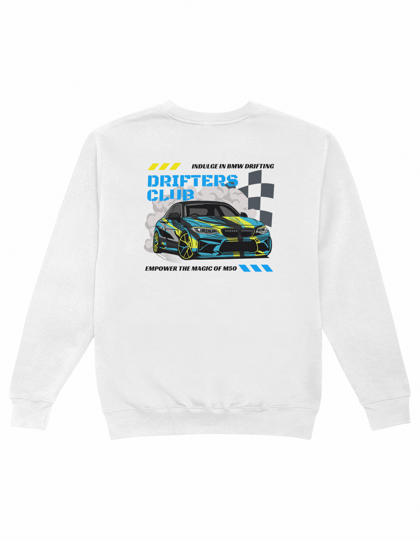 “Drifters Club” crewneck | Unisex | White - Pesur Motorsport