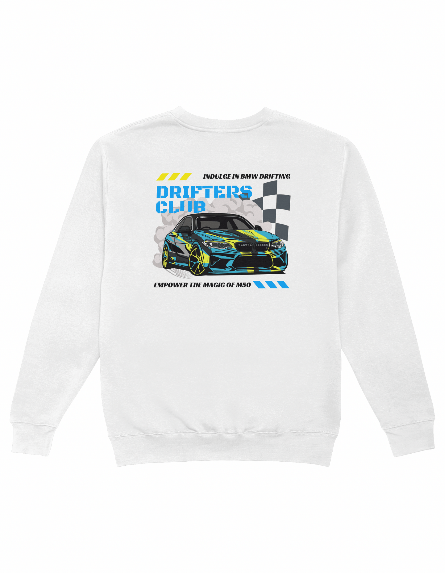 “Drifters Club” crewneck | Unisex | White - Pesur Motorsport